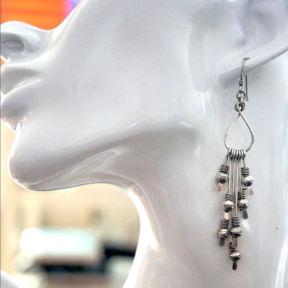 Vintage Artisan Sterling Silver Wire Earrings
